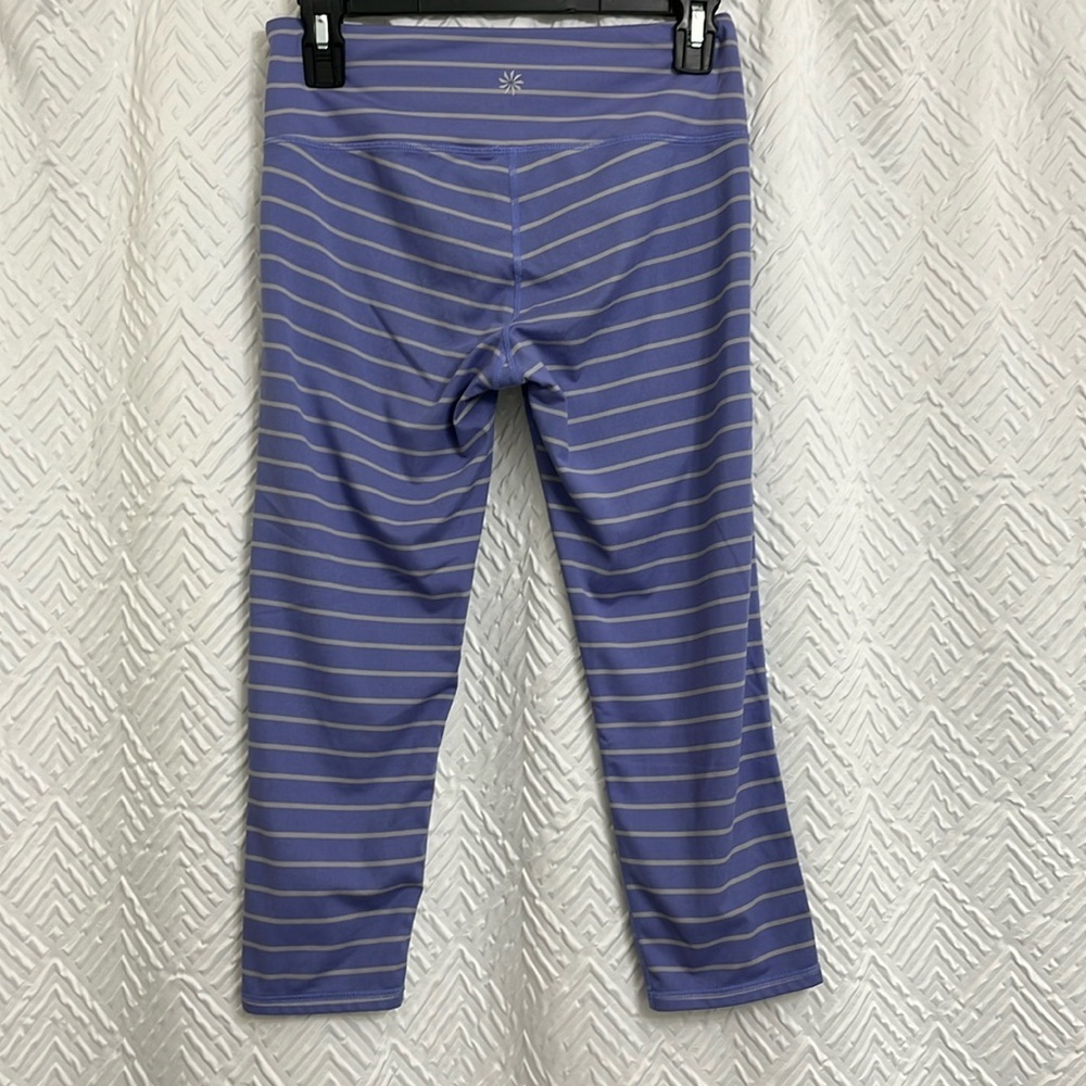 Athleta Purple Gray Striped Capri Leggings Size Small